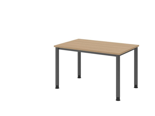 Hammerbacher bureau HS12, 120 x 80 cm, blad: eikenhout, 25 mm dik, 4-poots frame in grafiet, werkhoogte 68,5-81cm, VHS12/E/G