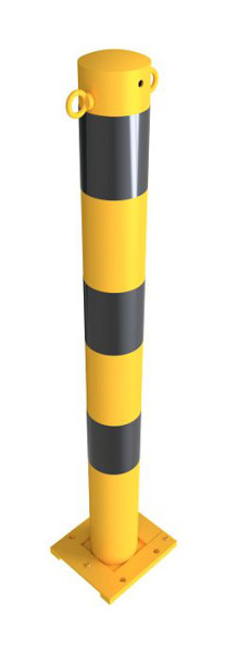 Schake afzetpaal stalen buis Ø 89 x 2,9 mm afneembaar, afneembaar geel/zwart, met 2 ogen, 489APBG+2