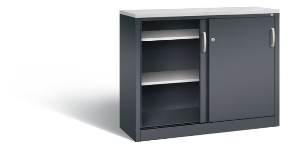 C+P dressoir met schuifdeuren Acurado, H1000xB1200xD400mm, kleur: zwartgrijs, beugelgreep, 2046-00 S10225