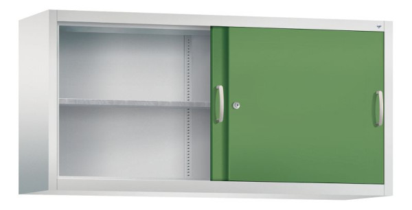 C+P bovenkast Acurado, H790xB1600xD400mm, kleur: lichtgrijs / reseda groen, beugelgreep, 2 niveaus, 2145-09 S10014