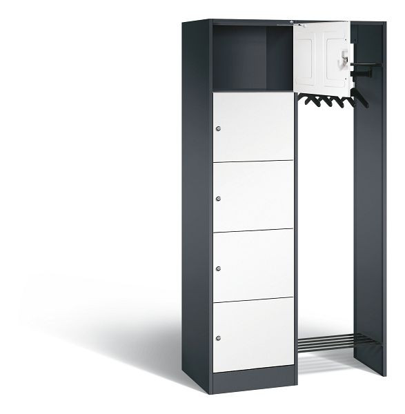 C+P open garderobe serie 8070, H1950xW960xD480mm, kleur: zwartgrijs / verkeerswit, 82700-00 S10348