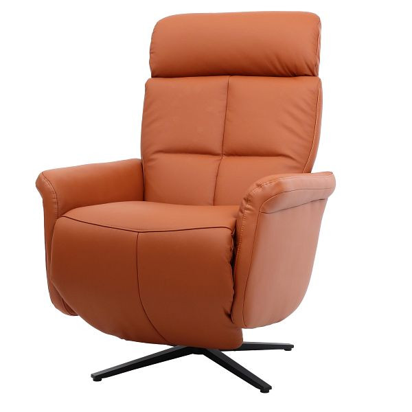 Mendler relaxfauteuil HWC-L10, design tv-fauteuil tv-fauteuil relaxfauteuil, ligfunctie draaibaar, volledig leer, terracotta bruin, 98382