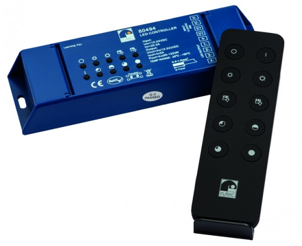 rutec Projekt LED controller enkele kleur 12V / 24V draadloze controller met afstandsbediening 240W / 480W, PHZ494