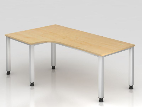 Hammerbacher hoektafel 4-poots vierkant 200x120cm 90° esdoorn, hoekvorm 90°, links of rechts monteerbaar, VQS82/3/S