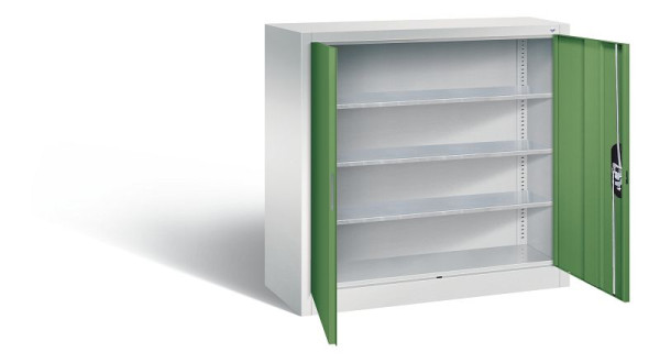 C+P tijdschriftenkast serie 13, H1000xB1000xD420mm, kleur: lichtgrijs / reseda groen, verzonken handgreep, 133944-21 S10040