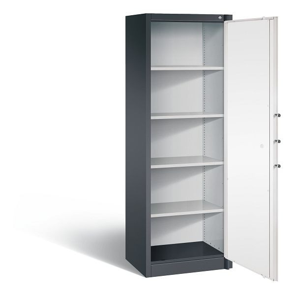 C+P brandwerende kast Certos, H1950xB650xD500mm, kleur: zwartgrijs / verkeerswit, dagschoot, 5 OH, 1161-000 S10222