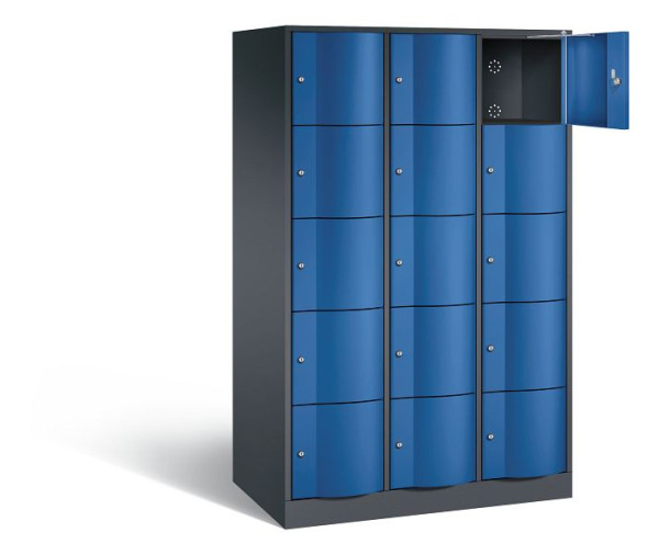 C+P XL lockerkast Resisto, H1950xB1148xD640mm, kleur: zwartgrijs / gentiaanblauw, 8570-373 S10006