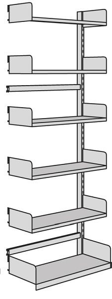 Kerkmann Univers vrije armplank, B 750 x D 400 x H 2250 mm, lichtgrijs, 52858811
