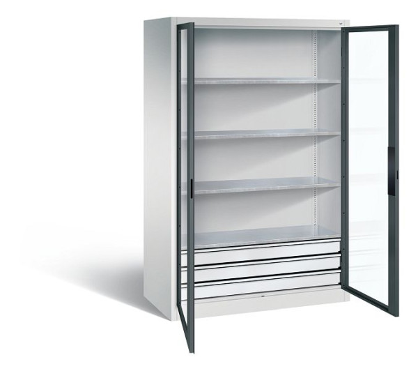 C+P gereedschapskast Acurado, H1950xB1200xD600mm, kleur: lichtgrijs / antracietgrijs, verzonken handgreep, 8932-5532 S10008