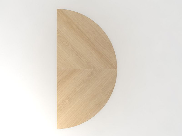 Hammerbacher aanbouwtafel/bijzettafel 2xkwartcirkel/onderstel eiken/zilver, werkhoogte 68-76 cm, VJA160/E/S