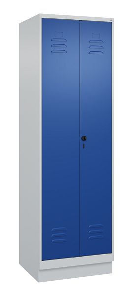 C+P Umkleidespind Classic PLUS SW, Sockel, 2 Abteile, 1950x600x500mm, 7035/5010, Drehriegel, 080022-20 S10003