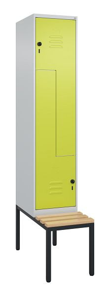 C+P Z-Spind Classic PLUS, met onderbank, 2 vakken, 2120x400x815mm, 7035/0024, draaigrendel, beuken zitlat, 0800537-122 S10010
