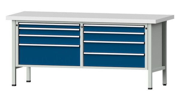 ANKE werkbanken kistwerkbank, model 144 VX, 2000 x 800 x 900 mm, RAL 7035/5010, KSP 50 mm, 330.167