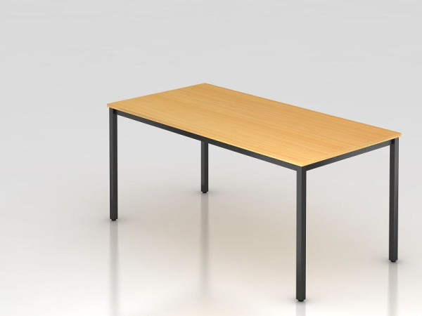 Hammerbacher vergadertafel 160x80cm beuken/zwart vierkant, rechthoekige vorm, VDQ16/6/D