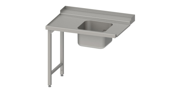 Stalgast Zulauftisch "Pro", Korbführung mit Gefälle, 2 Beine, 1 Becken 1600x750x880mm, Anbauseite links, Aufkantung, verschweißt, VZL16712LA