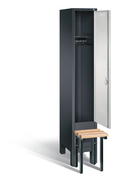 C+P garderobe Evolo, H1850xW320xD815mm, kleur: zwartgrijs / lichtgrijs, 48030-10 S10016