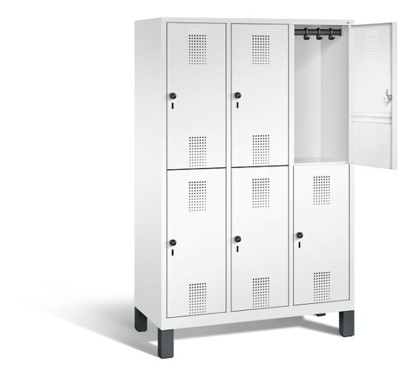 C+P locker dubbeldekker Evolo, H1850xB1200xD500mm, kleur: verkeerswit, 48310-32 S10218