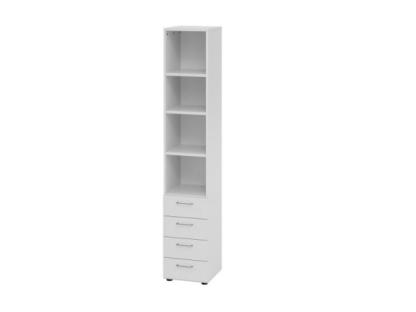 Hammerbacher combikast 6OH, 4 laden 964S4 BS, romp: grijs / voorkant: grijs, 40x41,7x215,6 cm (BxDxH), 4 laden, metalen handgreep BS, V964S4/5/5/BS