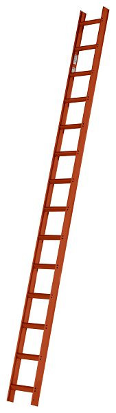 HYMER dakladder, RAL 8004 steenrood gecoat, 14 sporten, lengte 3,90 mm, 409614