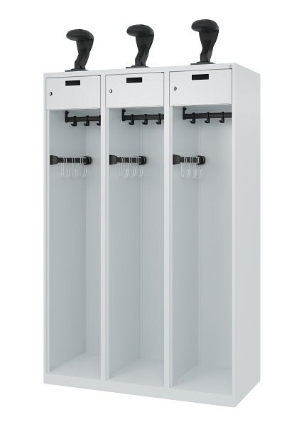 C+P Evolo brandweerkast, model PRAKTUS, 3 compartimenten, H1850B1200T500 mm, lichtgrijs, helmhouder, 0492015-32 S10003