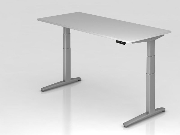 Hammerbacher elektrisch zit-sta bureau 180x80cm grijs/zilver, rechthoekige vorm, VXBHM19/5/SS