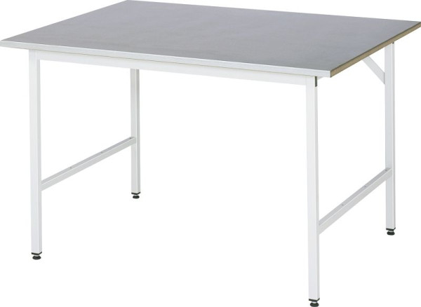 RAU Jerry serie werktafel (3030) - in hoogte verstelbaar, werkblad met plaatstalen bekleding, 1250x800-850x1000 mm, 06-500S10-12.12