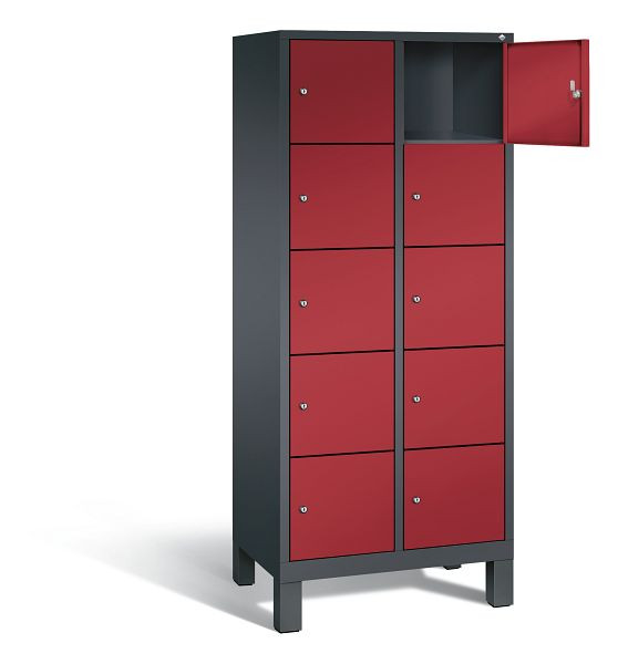 C+P lockerkast Evolo, H1850xW810xD500mm, kleur: zwartgrijs/robijnrood, 48010-225 S10102