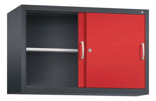C+P bovenkast Acurado, H790xB1200xD400mm, kleur: zwartgrijs / vuurrood, beugelgreep, 2 niveaus, 2045-00 S10154
