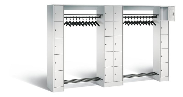 C+P open garderobe serie 8070, H1950xB2840xD480mm, kleur: lichtgrijs, 80730-20 S10007