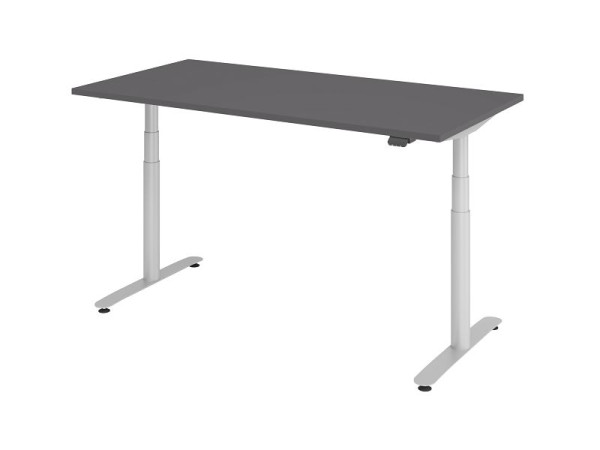 Hammerbacher zit-sta bureau elektrisch 160x80cm grafiet/zilver, VXDLR16/G/S