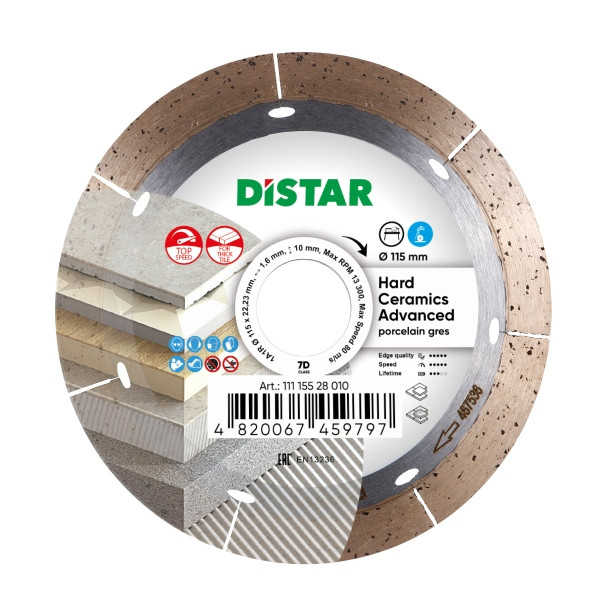 Distar diamantdoorslijpschijf 1A1R 115 Hard keramiek Advanced, 11115528010