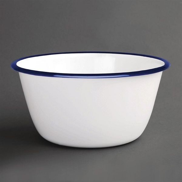 Olympia geëmailleerde dessertschalen wit-blauw 7,5cm, VE: 6 stuks, DC389