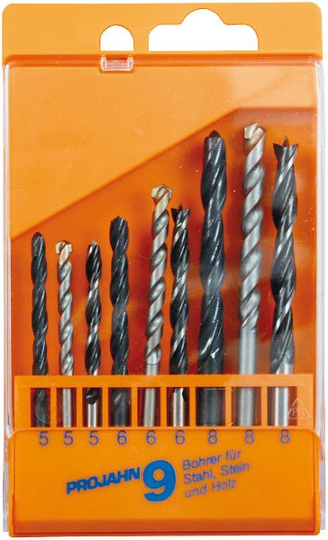 Projahn kunststof cassette staal/steen/hout 9 stuks 5-8 mm, 67035