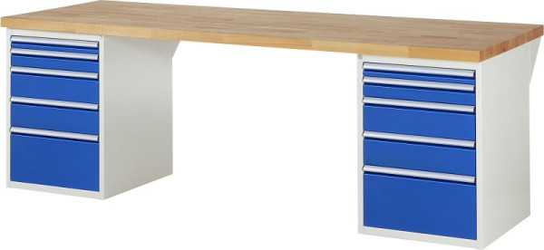 RAU werkbank serie 7000 - modulair ontwerp, 10 x laden, 2500x840x900 mm, 03-7511A3-259B4S.11
