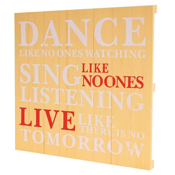 Mendler wandbord Dance, decoratief bord houten bord shabby look vintage 60x60cm, geel, 44836