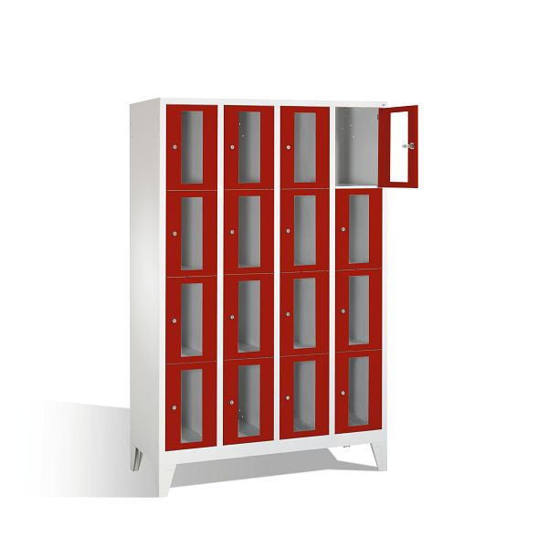 C+P lockerkast Classic, H1850xB1190xD500mm, kleur: lichtgrijs/robijnrood, 8010A404 S10001
