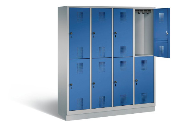 C+P locker dubbeldekker Evolo, H1800xW1590xD500mm, kleur: wit aluminium / gentiaanblauw, 48320-42 S10392