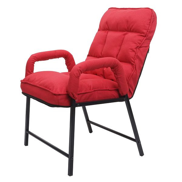Mendler eetkamerstoel HWC-K40, stoel gestoffeerde stoel, 160kg draagvermogen rugleuning verstelbaar metaal, stof/textiel rood, 92137