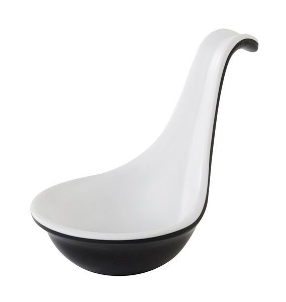 APS hapjeslepel -HALFTONE-, Ø 5,5 cm, hoogte: 7 cm, melamine, binnenkant: wit, buitenkant: zwart, VE 24, 84158