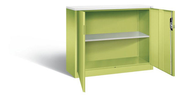 C+P kantoorkast Acurado, H1000xB1200xD400mm, kleur: Viridin groen / Viridin groen, verzonken handgreep, 2 niveaus, 9466-1200 S10274
