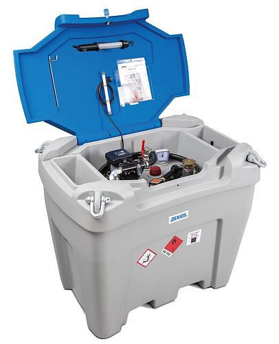 DENIOS Mobile Dieseltankstelle PolyMove PM 450 aus PE, 24 Volt Pumpe, 450 Liter Volumen, Durchflusszähler, 222106