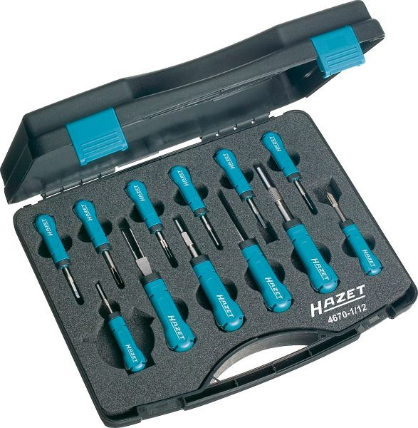 Assortiment kabelontspanner Hazet, aantal gereedschappen: 12, voor het onbeschadigd losmaken van steekcontacten, basisset, 4670-1/12