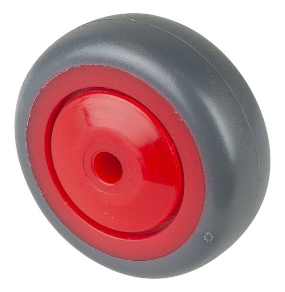 BS Rollen rubberen wiel, rode velg, grijs loopvlak, kogellagers, wieldiameter 75 mm, 8 stuks, A85.076.F003