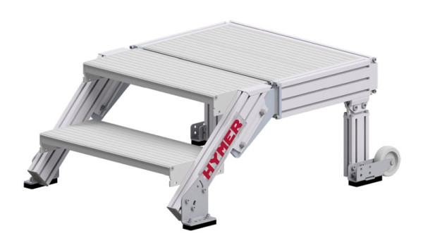 HYMER-trapplatform volgens DIN EN 14183, tredebreedte 600 mm, 2 treden, stahoogte 0,40 m, 68840602