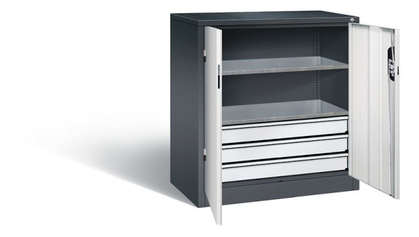 C+P gereedschapskast Acurado, H1000xW930xD500mm, kleur: zwartgrijs/lichtgrijs, verzonken handgreep, 8821-5035 S10088