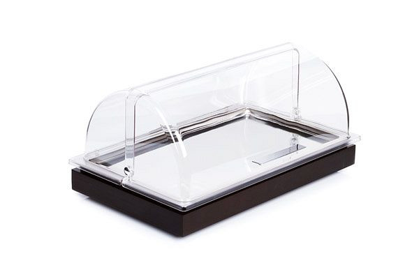 APS Koelplaten Set 2, 53 x 32,5 cm, hoogte: 27,5 cm, massief beuken, kleur wengé, GN 1/1 basiselement, GN 1/1 roestvrijstalen bakje, 14941
