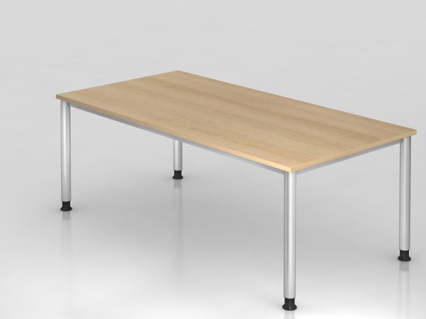 Hammerbacher bureau 4 voet rond 200x100cm eiken/zilver, rechthoekige vorm, VHS2E/E/S
