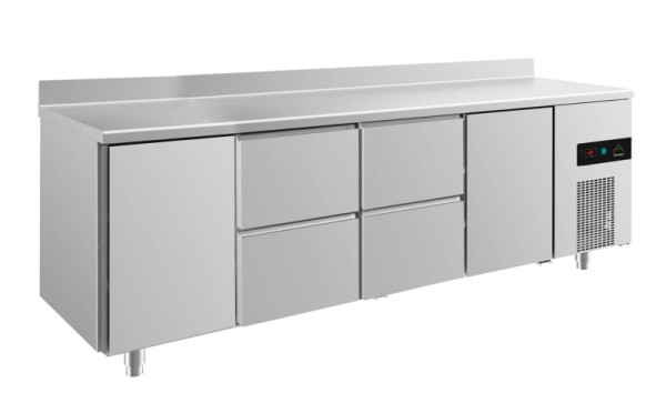 A&S Polarny koeltafel -2 tot +8°C met 2x deuren en 2x twee laden in het midden, 2330 x 700 x 850 mm, met opstaande rand, KT4TZZTA