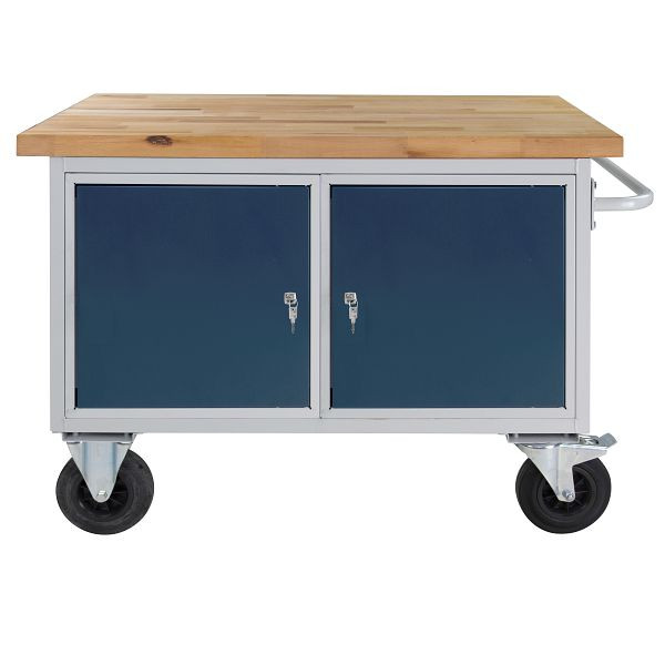 ADB verrijdbare werkbank "type tafelwagen", 2 deuren, 840x1300x600 mm, tafelwagen: lichtgrijs, RAL 7035, kleur deur/lade: antracietgrijs (RAL 7016), 44744