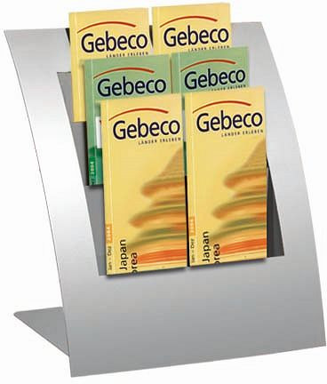 Kerkmann Varia tafelbrochurestandaard, B 320 x D 240 x H 320 mm, aluminium zilver, 43651214